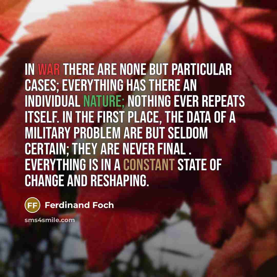 “In war there are none but particular cases; everything has…” quote by Ferdinand Foch