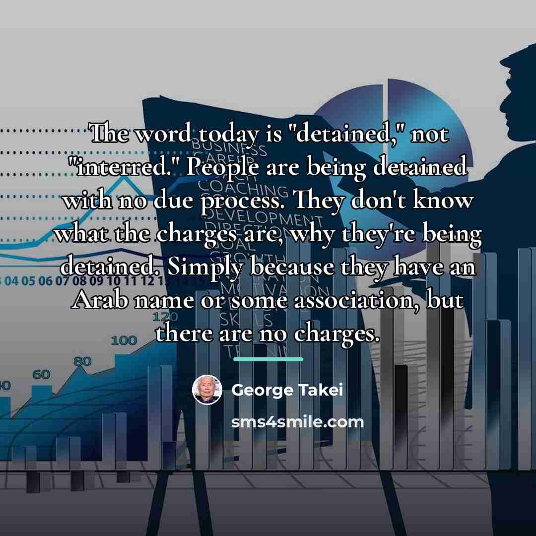 “The word today is "detained," not "interred." People are being…” quote by George Takei