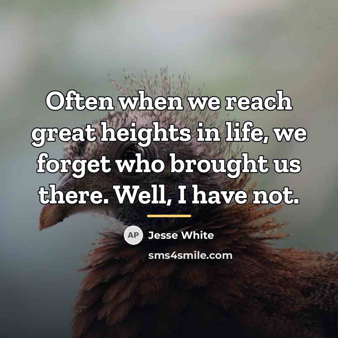 “Often when we reach great heights in life, we forget…” quote by Jesse White