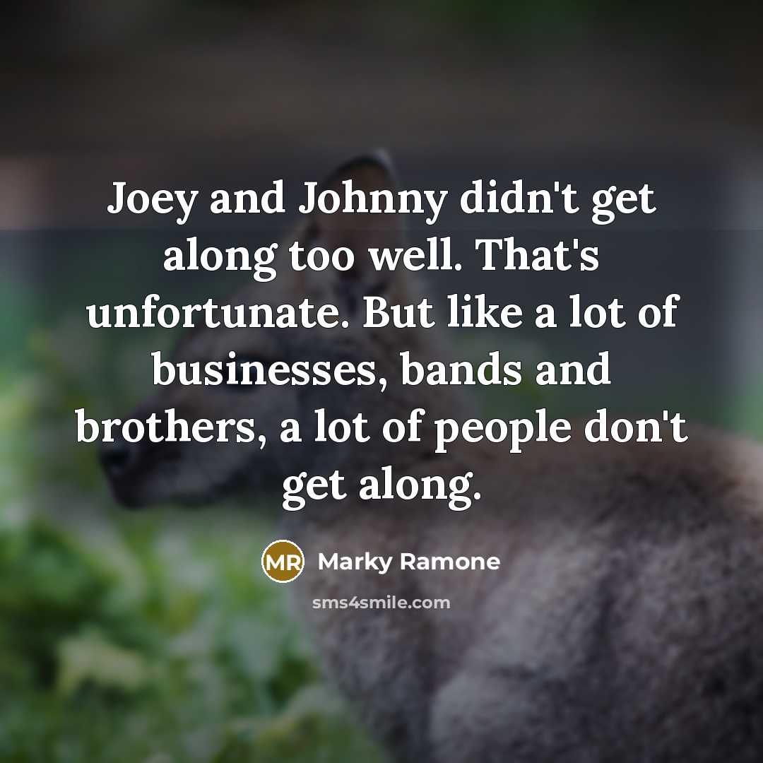 “Joey and Johnny didn't get along too well. That's unfortunate.…” quote by Marky Ramone