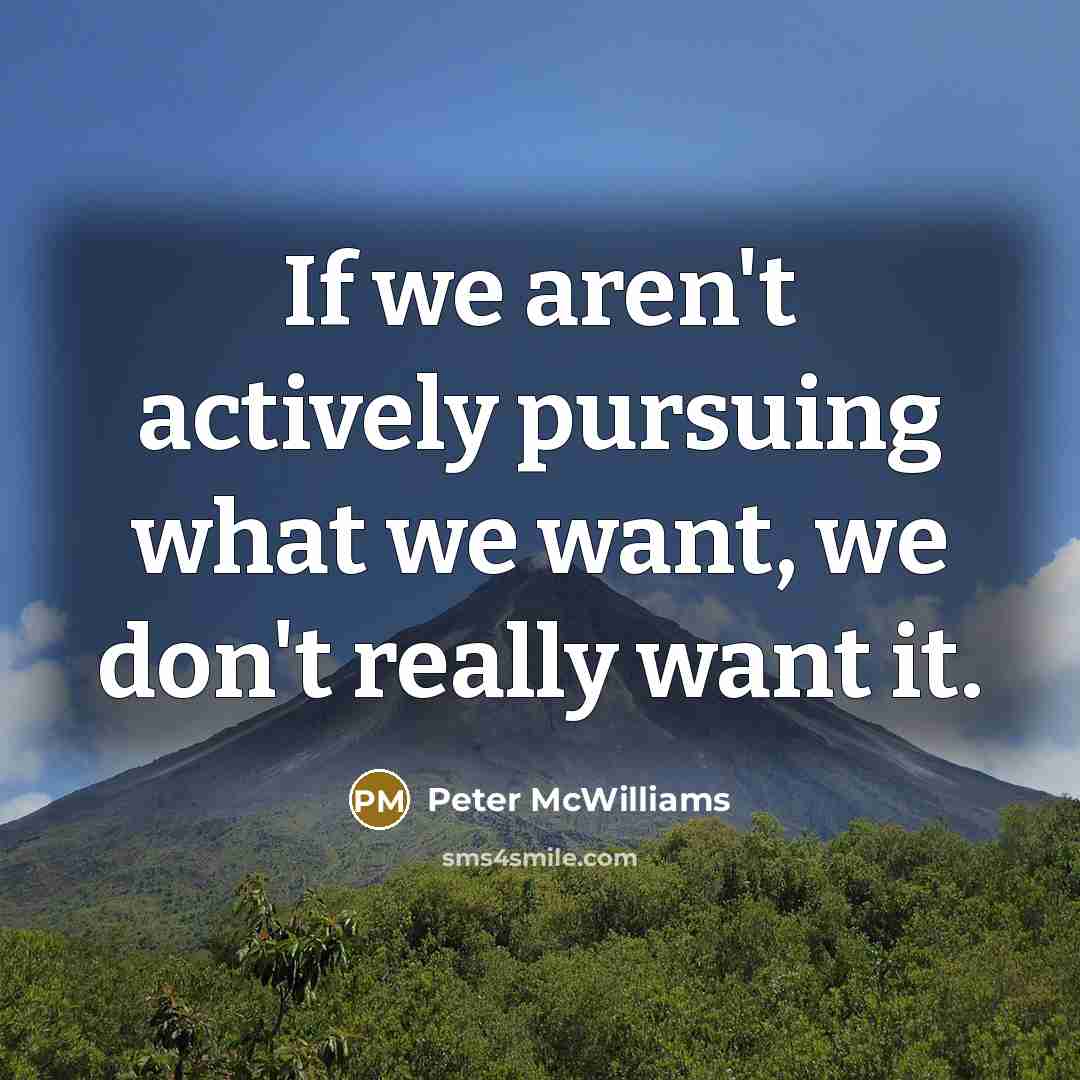 “If we aren't actively pursuing what we want, we don't…” quote by Peter McWilliams