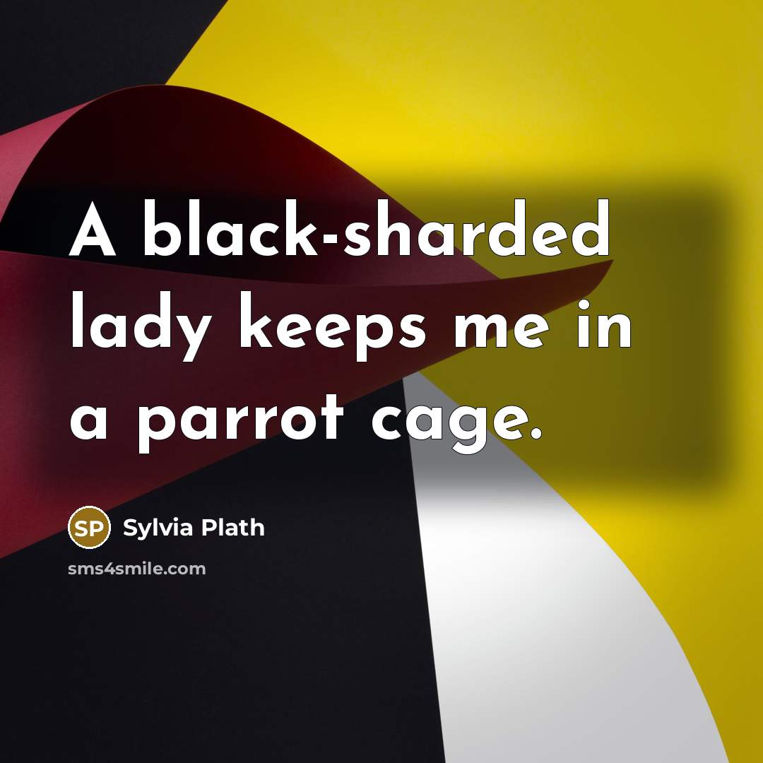 “A black-sharded lady keeps me in a parrot cage.…” quote by Sylvia Plath
