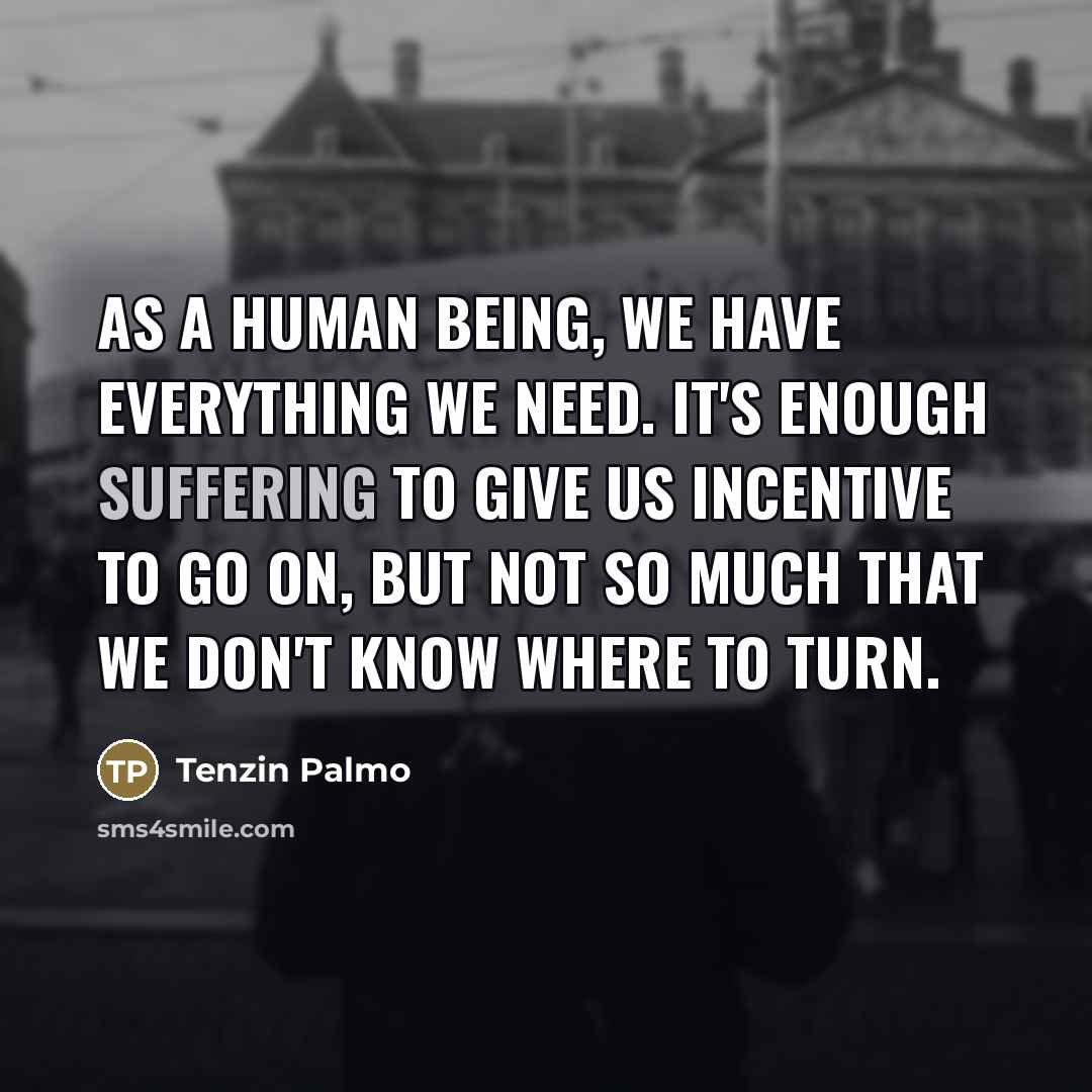 “As a human being, we have everything we need. It's…” quote by Tenzin Palmo
