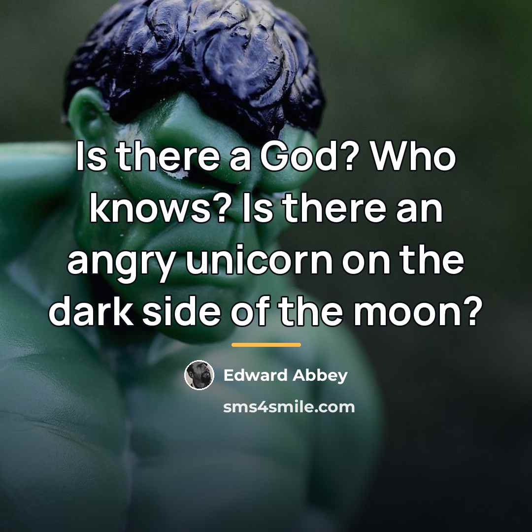 “Is there a God? Who knows? Is there an angry…” quote by Edward Abbey