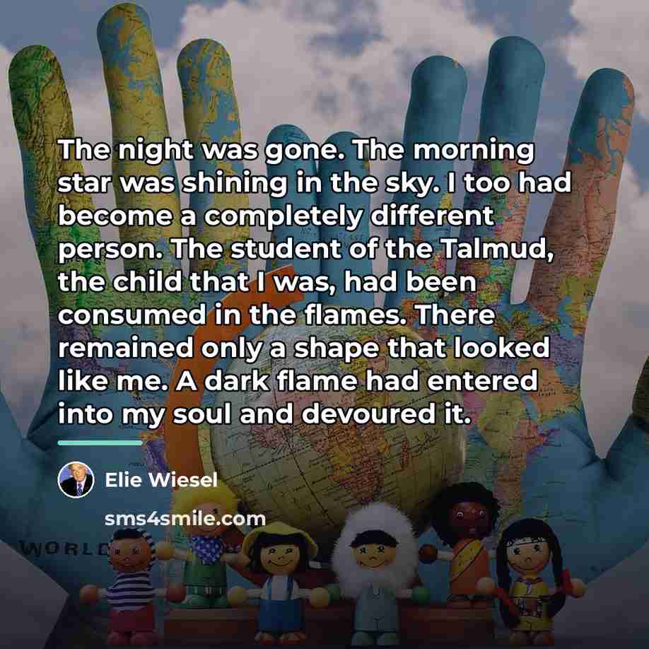 “The night was gone. The morning star was shining in…” quote by Elie Wiesel