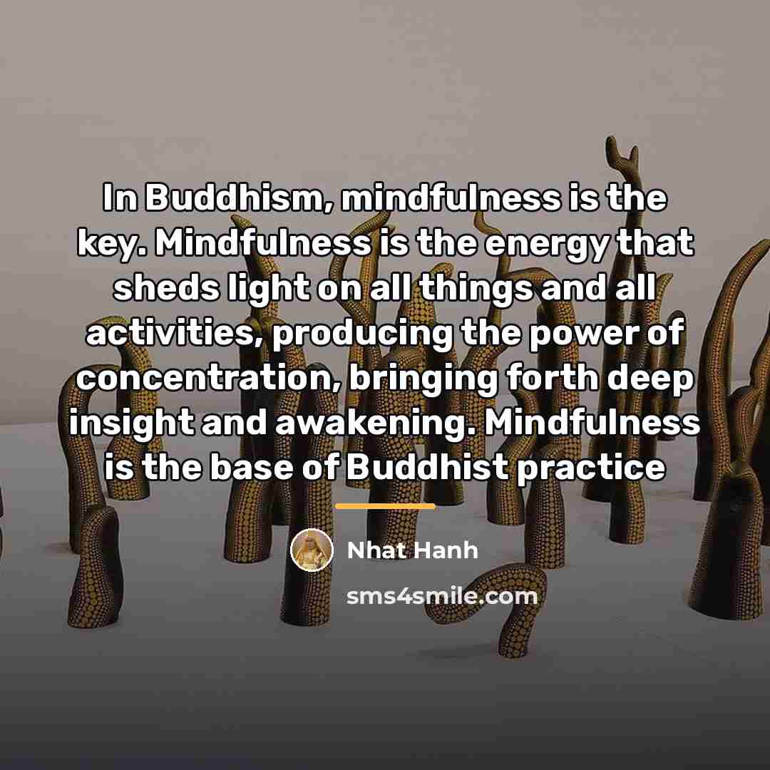 “In Buddhism, mindfulness is the key. Mindfulness is the energy…” quote by Nhat Hanh