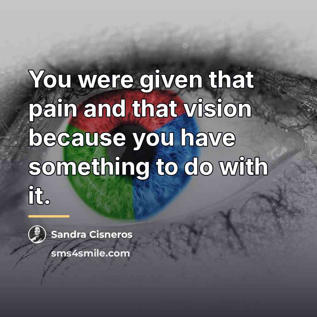 “You were given that pain and that vision because you…” quote by Sandra Cisneros