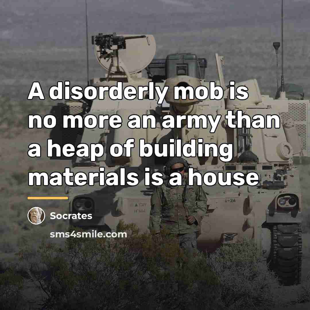 “A disorderly mob is no more an army than a…” quote by Socrates