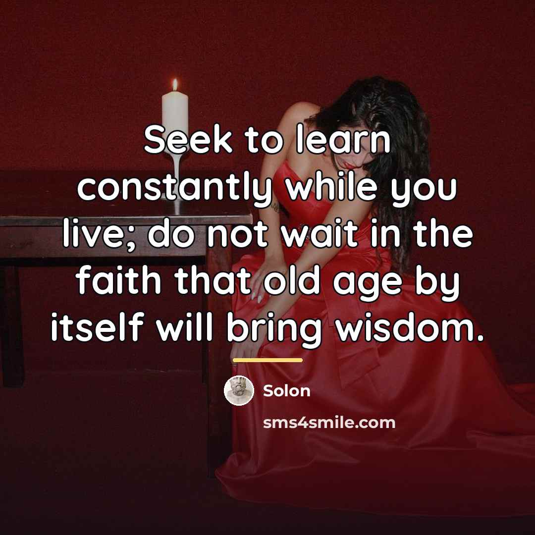 “Seek to learn constantly while you live; do not wait…” quote by Solon