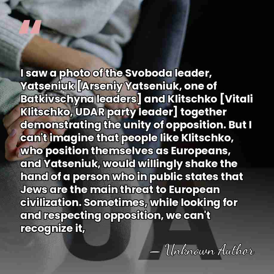 I saw a photo of the Svoboda leader, Yatseniuk [Arseniy Yatseniuk, one&hellip; - Marek Siwiec