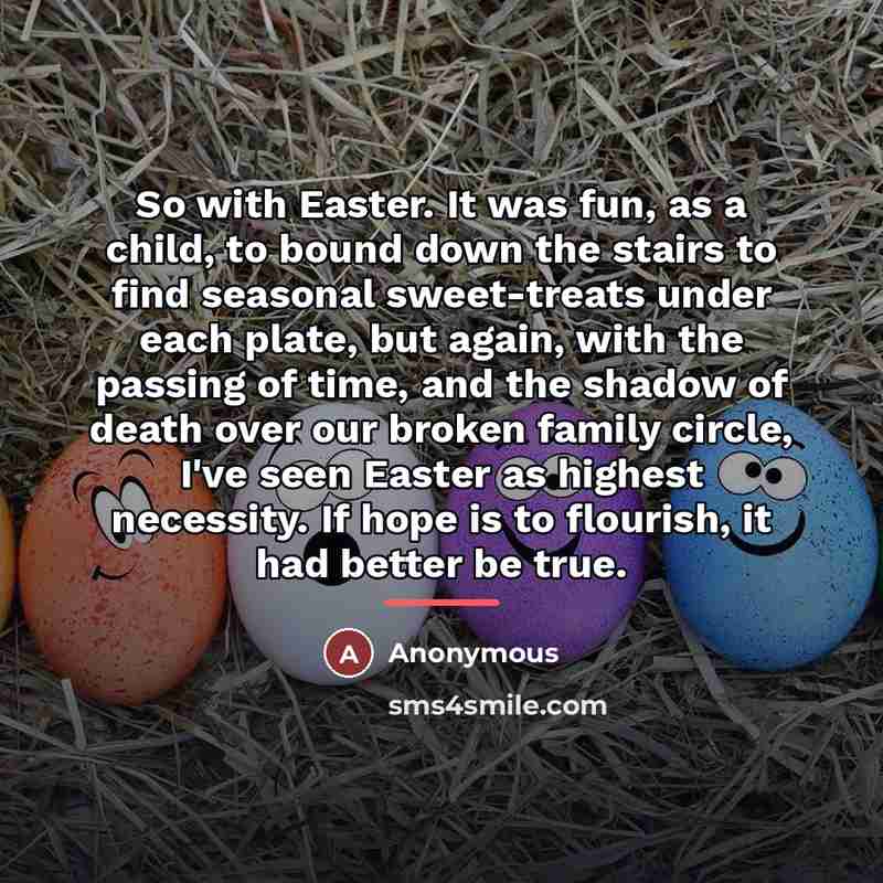 “So with Easter. It was fun, as a child, to…” quote by Anonymous