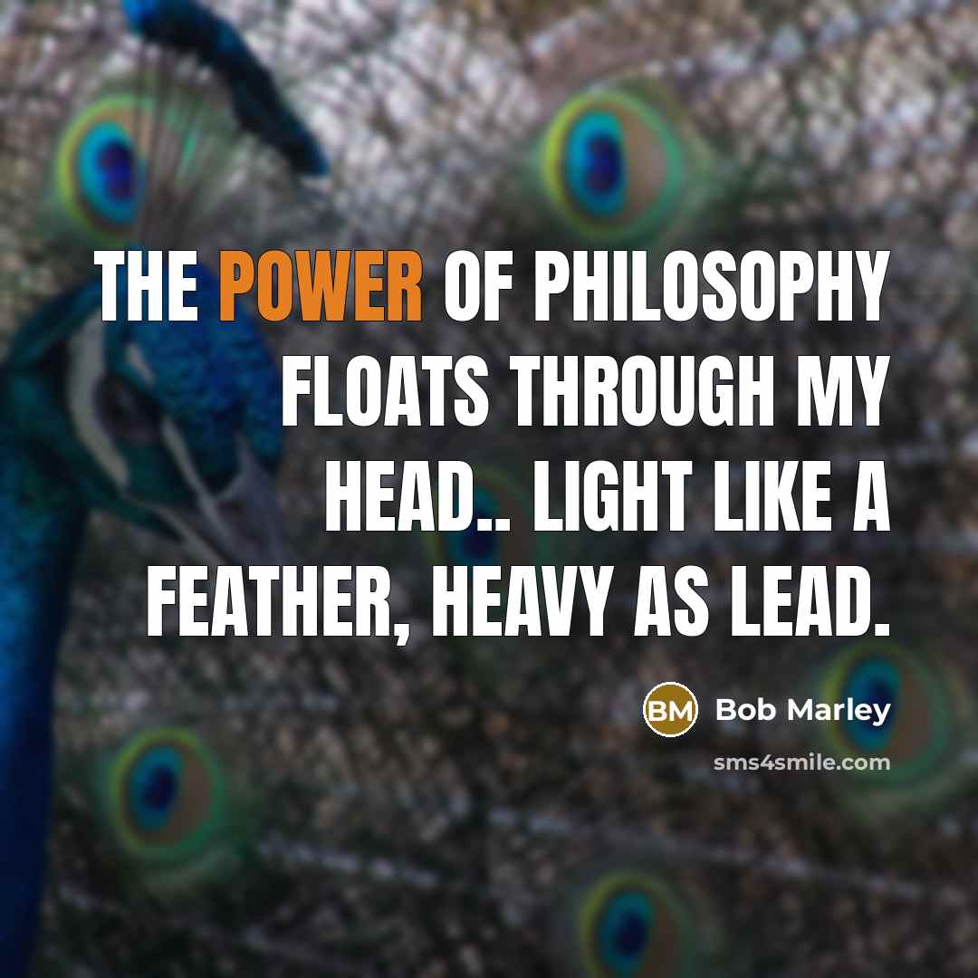 “the power of philosophy floats through my head.. light like…” quote by Bob Marley