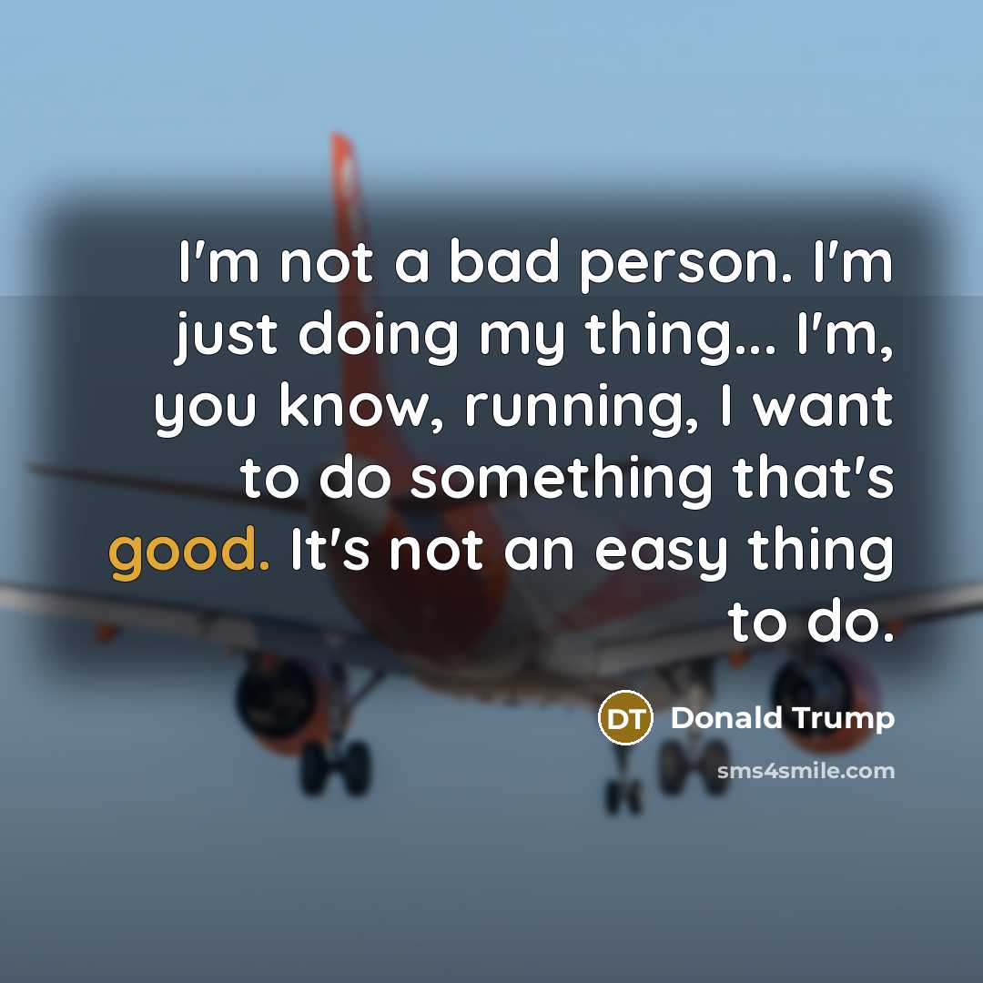“I'm not a bad person. I'm just doing my thing...…” quote by Donald Trump