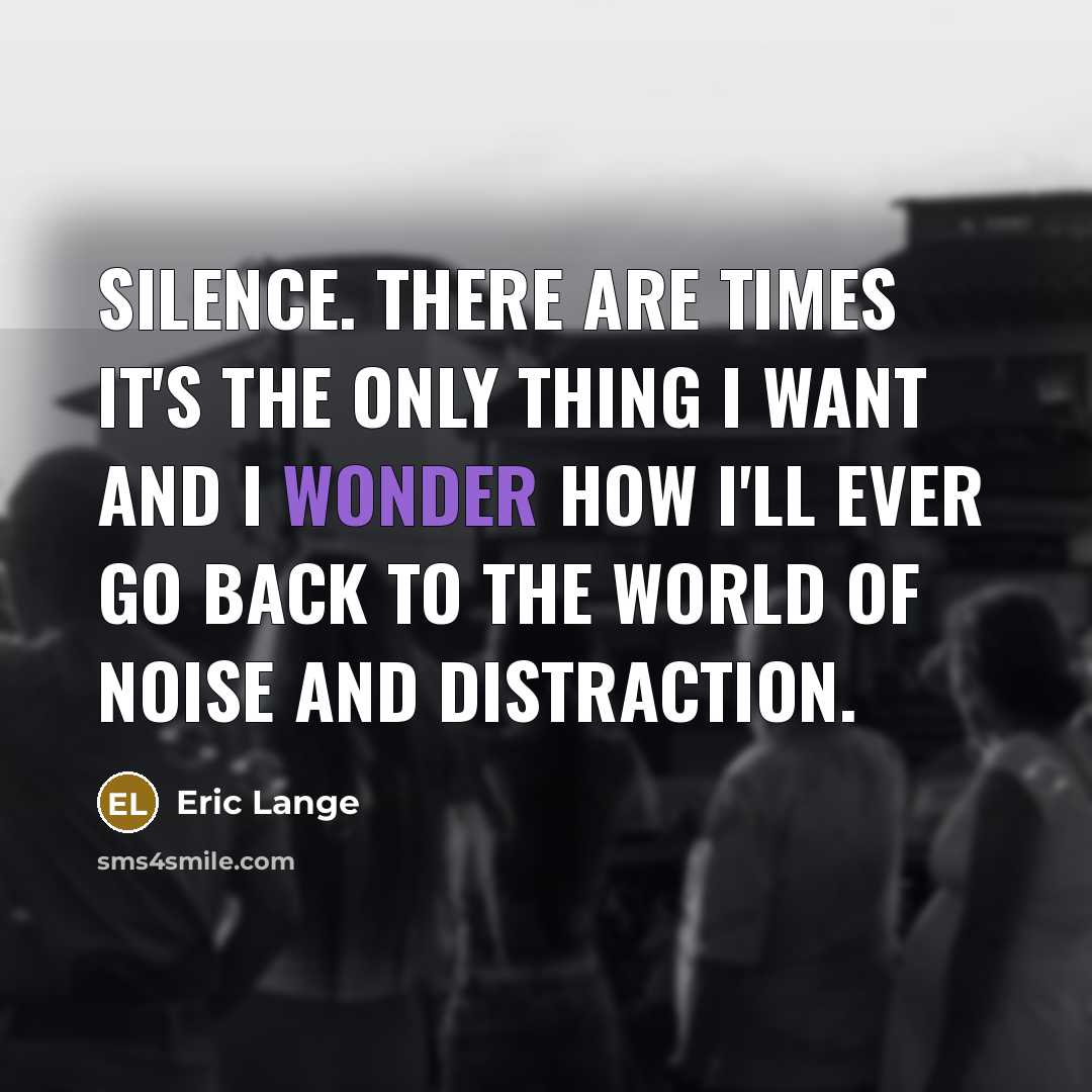 “Silence. There are times it's the only thing I want…” quote by Eric Lange