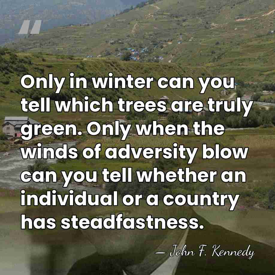 Only in winter can you tell which trees are truly green. Only&hellip; - John F. Kennedy