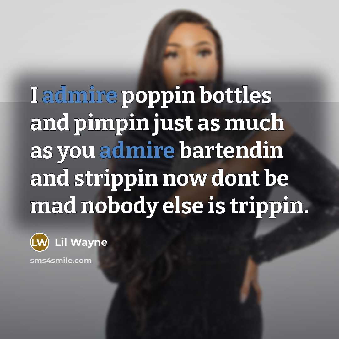 “I admire poppin bottles and pimpin just as much as…” quote by Lil Wayne