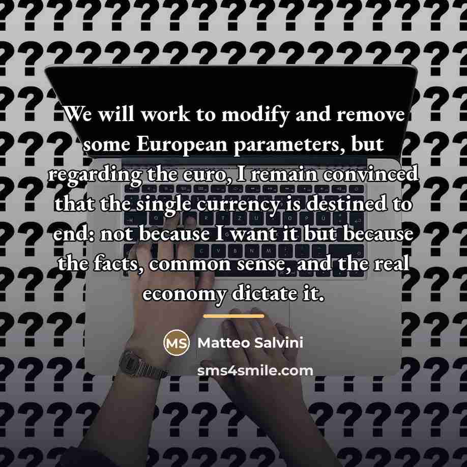 “We will work to modify and remove some European parameters,…” quote by Matteo Salvini