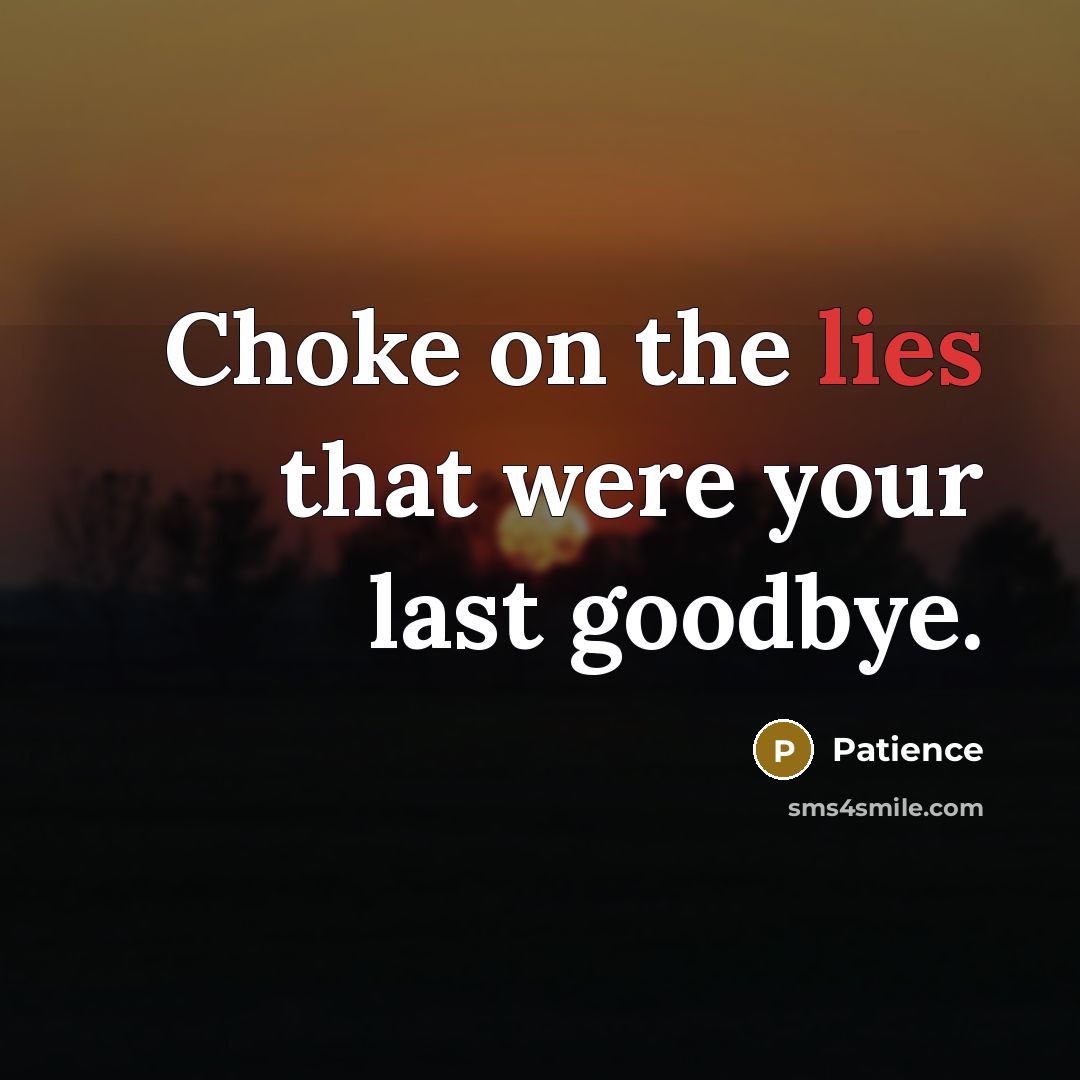 “Choke on the lies that were your last goodbye.…” quote by Patience