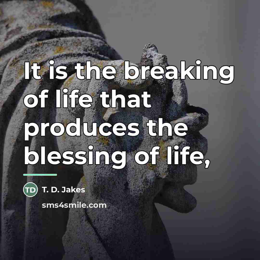 “It is the breaking of life that produces the blessing…” quote by T. D. Jakes