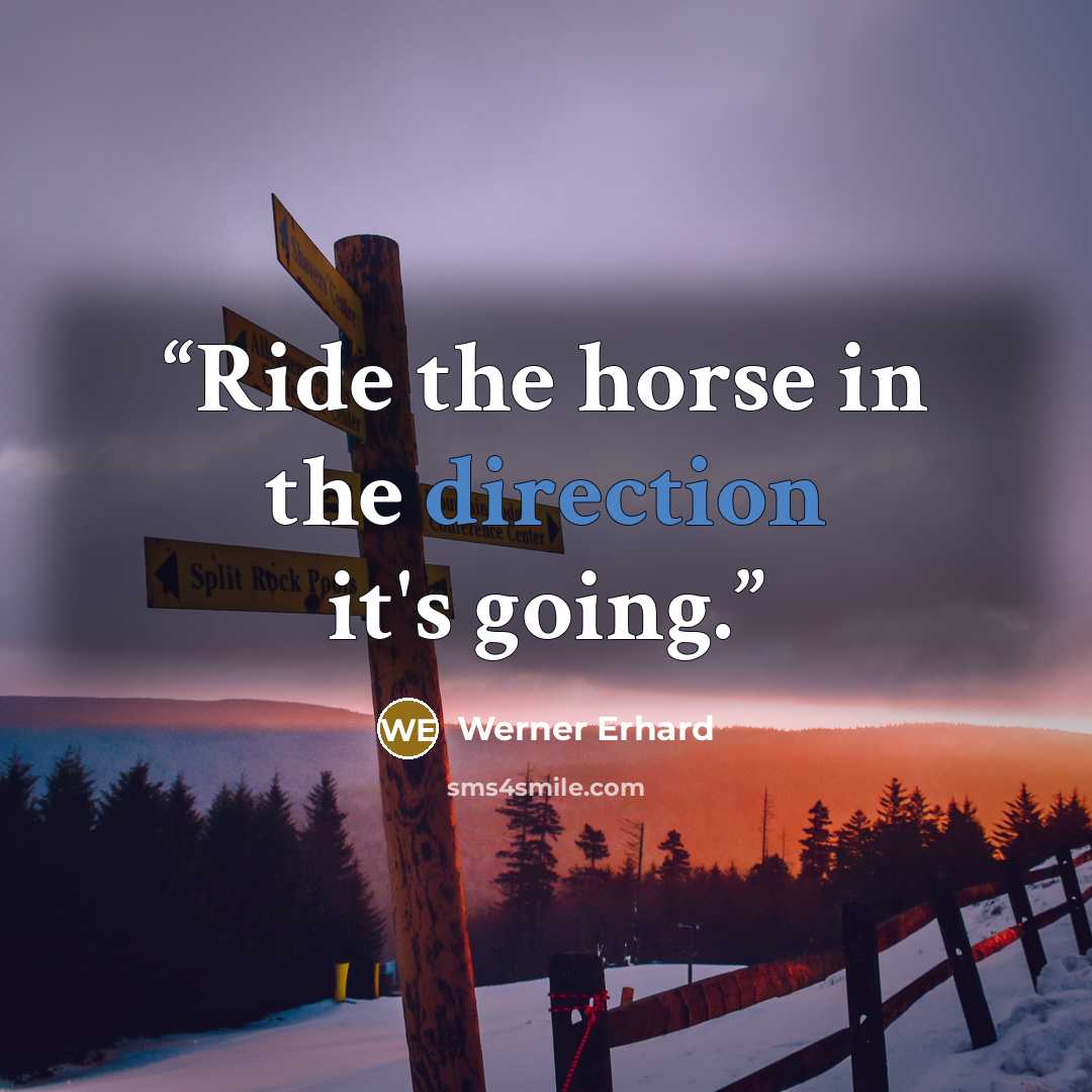 “Ride the horse in the direction it's going.” quote by Werner Erhard