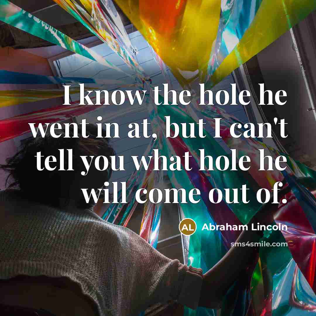 “I know the hole he went in at, but I…” quote by Abraham Lincoln