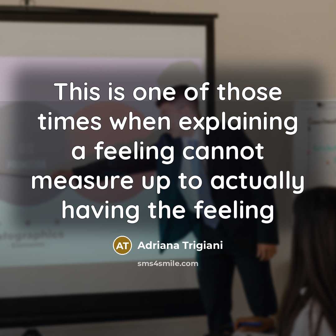 “This is one of those times when explaining a feeling…” quote by Adriana Trigiani