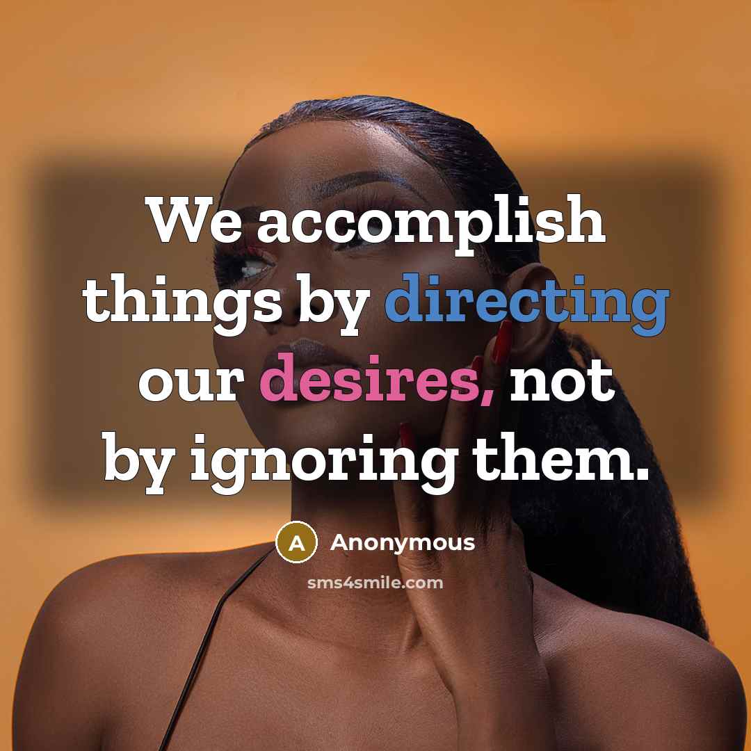 “We accomplish things by directing our desires, not by ignoring them.” quote by Anonymous