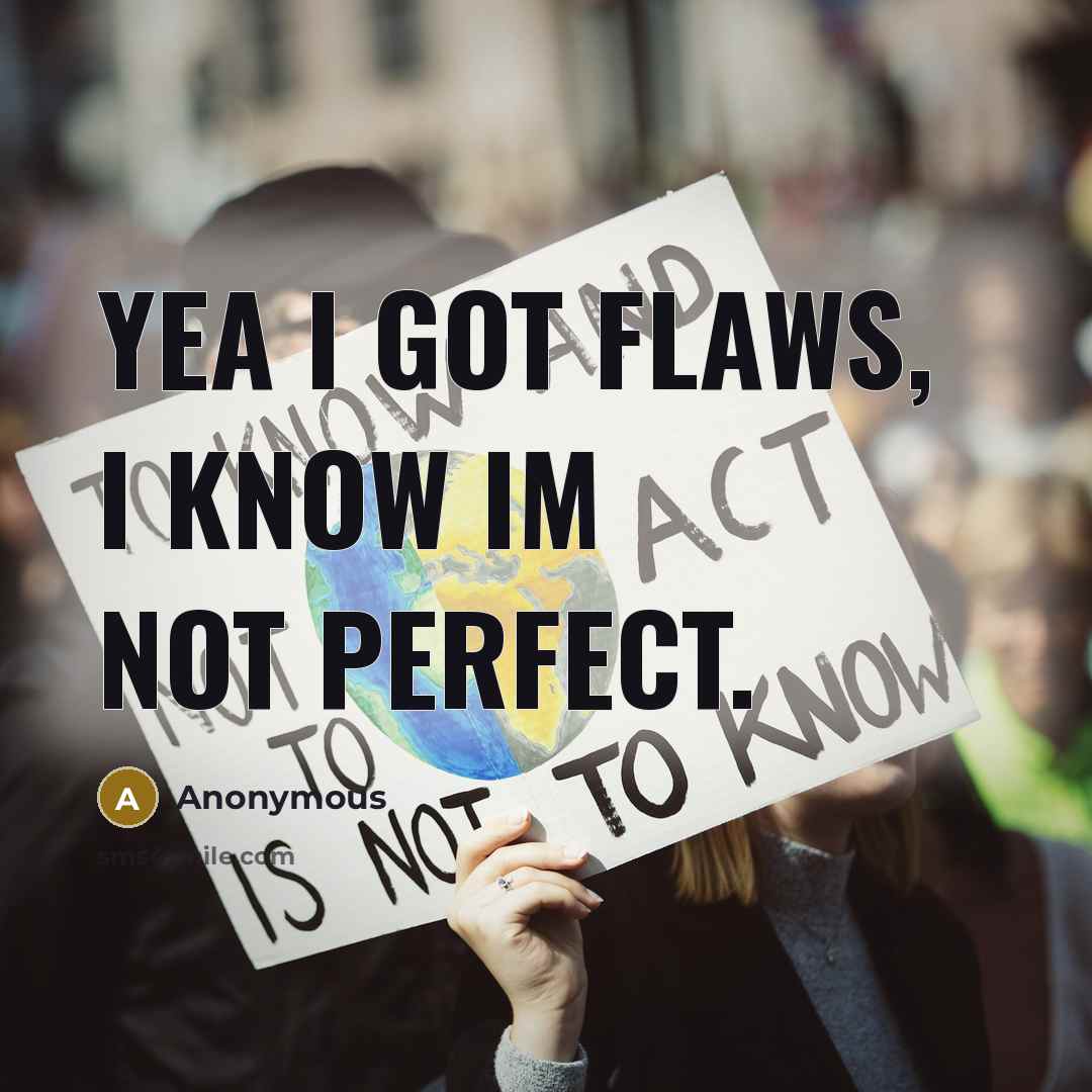 “Yea I got flaws, I know Im not perfect.” quote by Anonymous