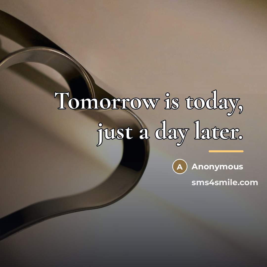 “Tomorrow is today, just a day later.…” quote by Anonymous