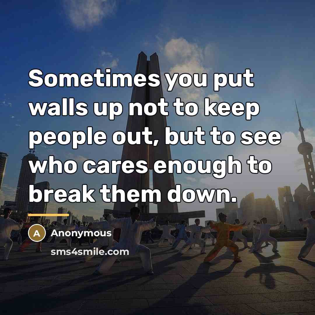 “Sometimes you put walls up not to keep people out,…” quote by Anonymous