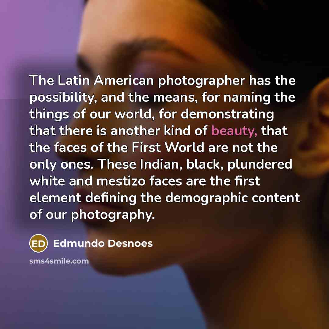 “The Latin American photographer has the possibility, and the means,…” quote by Edmundo Desnoes