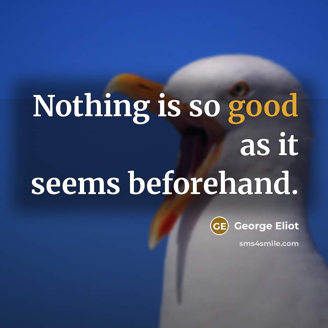 “Nothing is so good as it seems beforehand.” quote by George Eliot