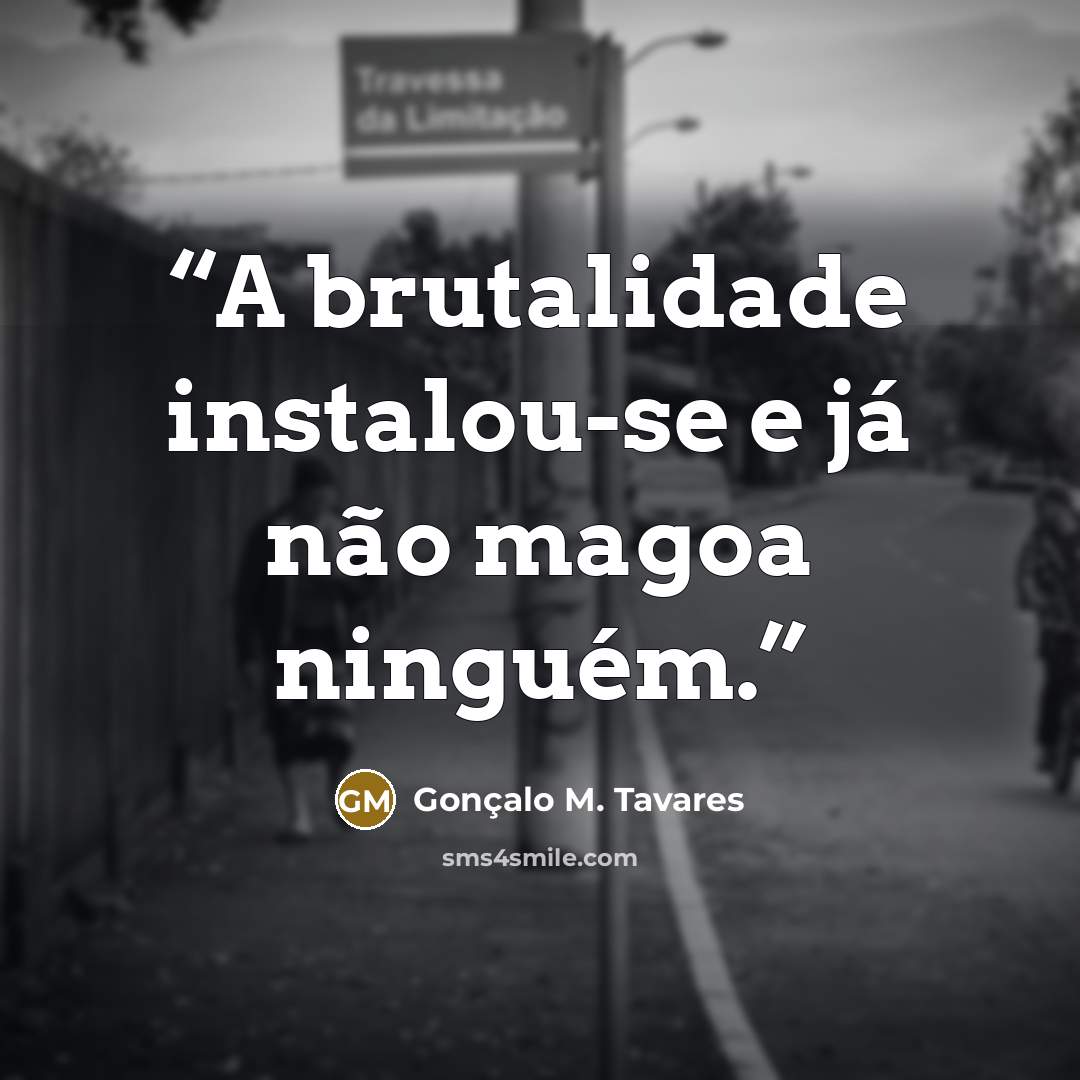 “A brutalidade instalou-se e já não magoa ninguém.” quote by Gonçalo M. Tavares