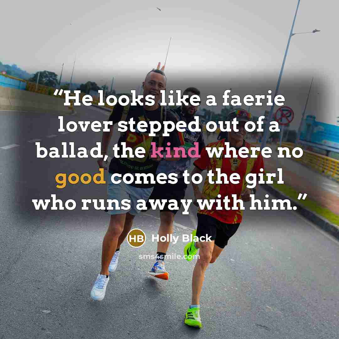 “He looks like a faerie lover stepped out of a ballad, the kind where no good comes to the girl who runs away with him.” quote by Holly Black