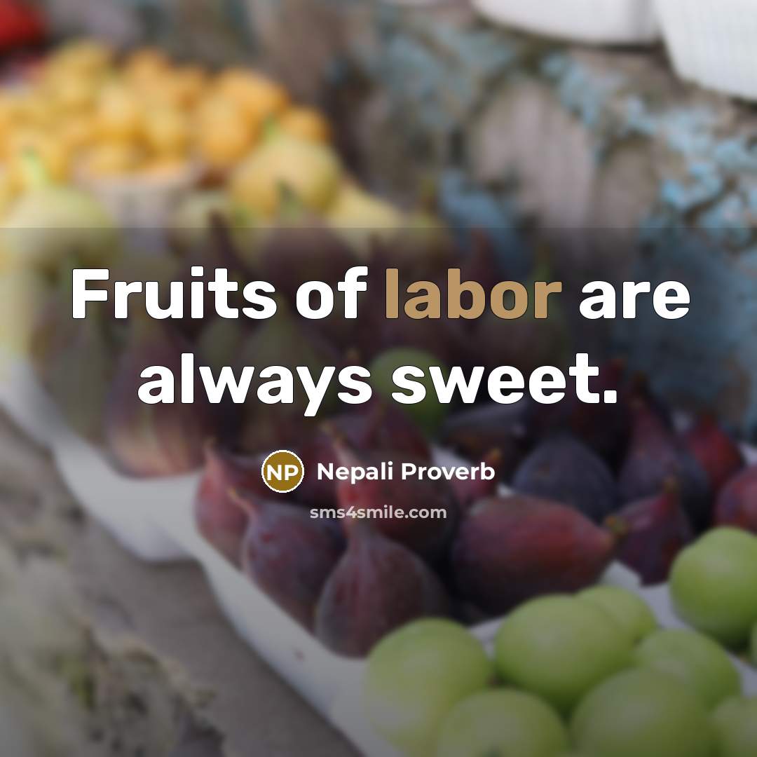 “Fruits of labor are always sweet.” quote by Nepali Proverb