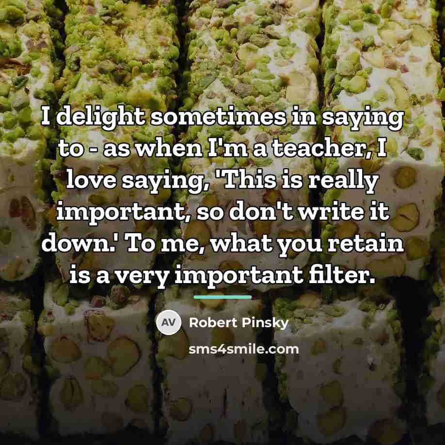 “I delight sometimes in saying to - as when I'm…” quote by Robert Pinsky