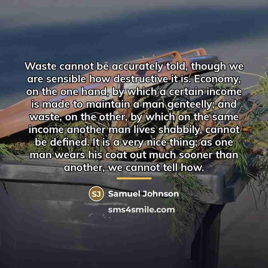 “Waste cannot be accurately told, though we are sensible how…” quote by Samuel Johnson