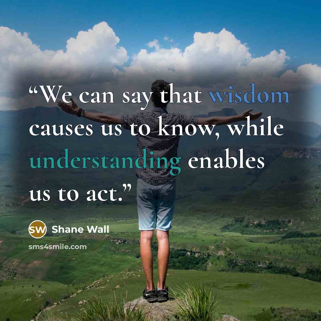 “We can say that wisdom causes us to know, while understanding enables us to act.” quote by Shane Wall