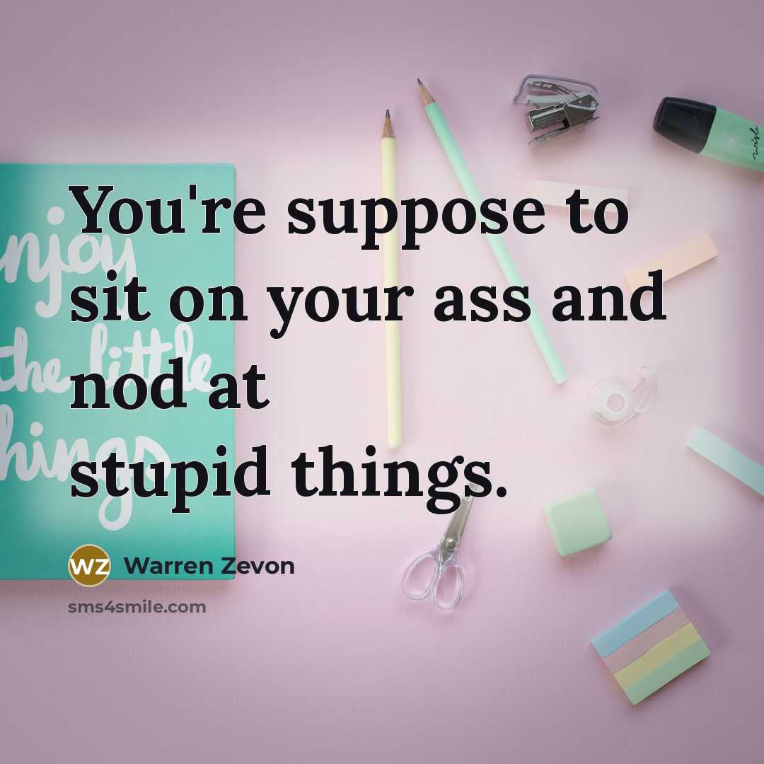 “You're suppose to sit on your ass and nod at…” quote by Warren Zevon