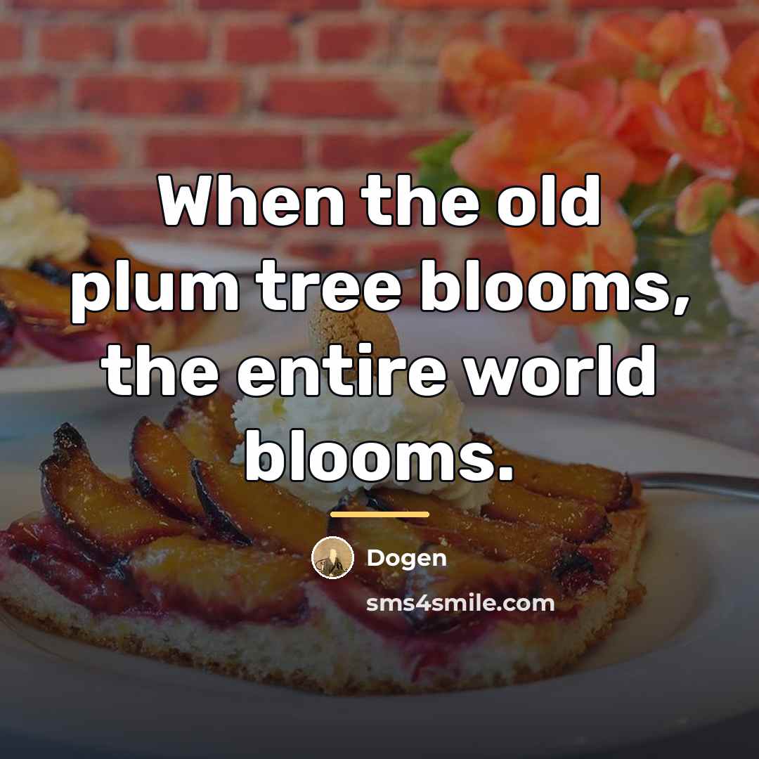 “When the old plum tree blooms, the entire world blooms.…” quote by Dogen