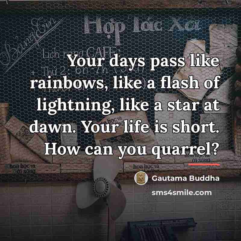 “Your days pass like rainbows, like a flash of lightning,…” quote by Gautama Buddha