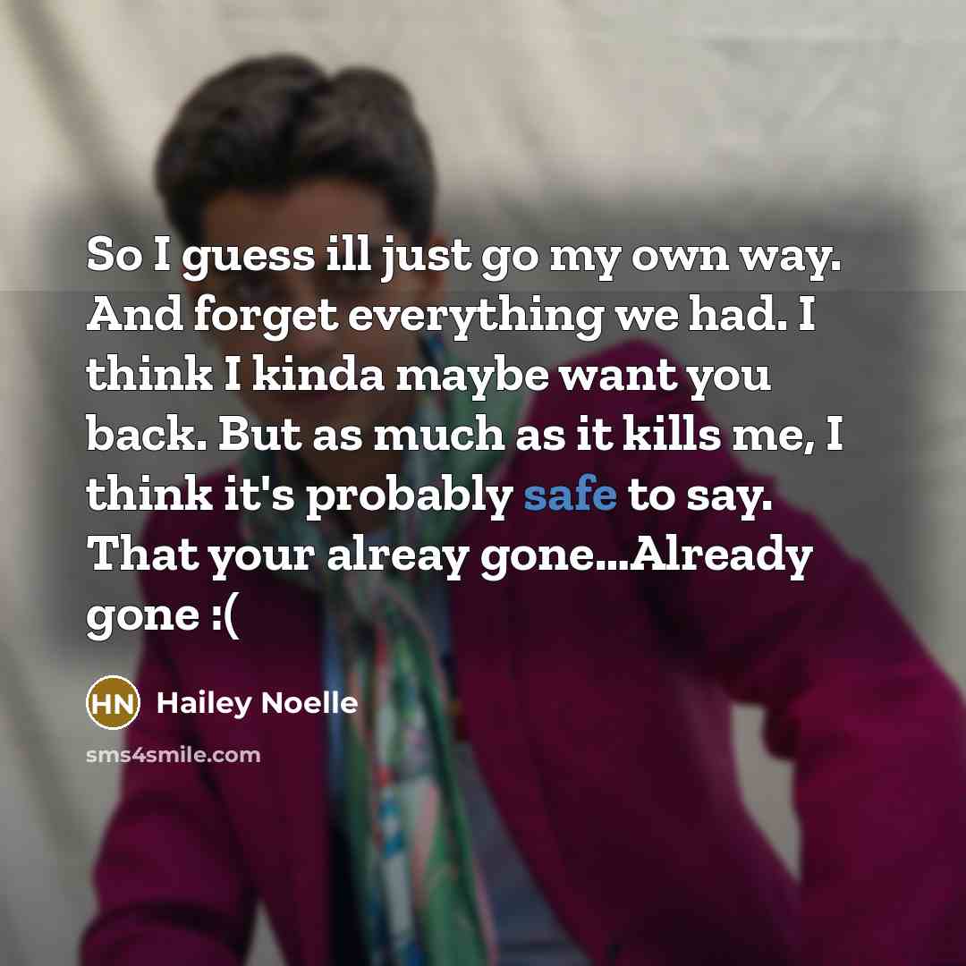 “So I guess ill just go my own way. And…” quote by Hailey Noelle