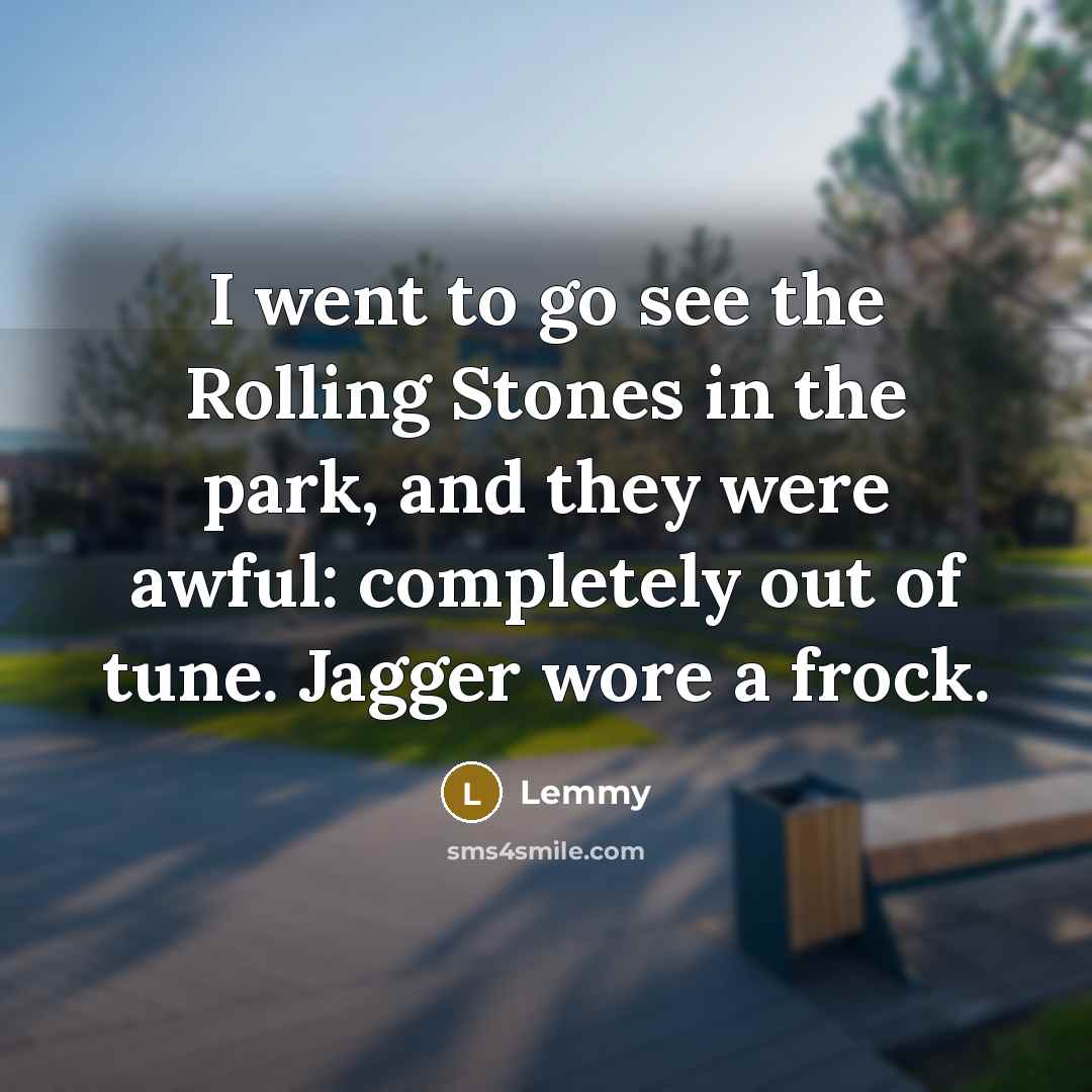 “I went to go see the Rolling Stones in the…” quote by Lemmy