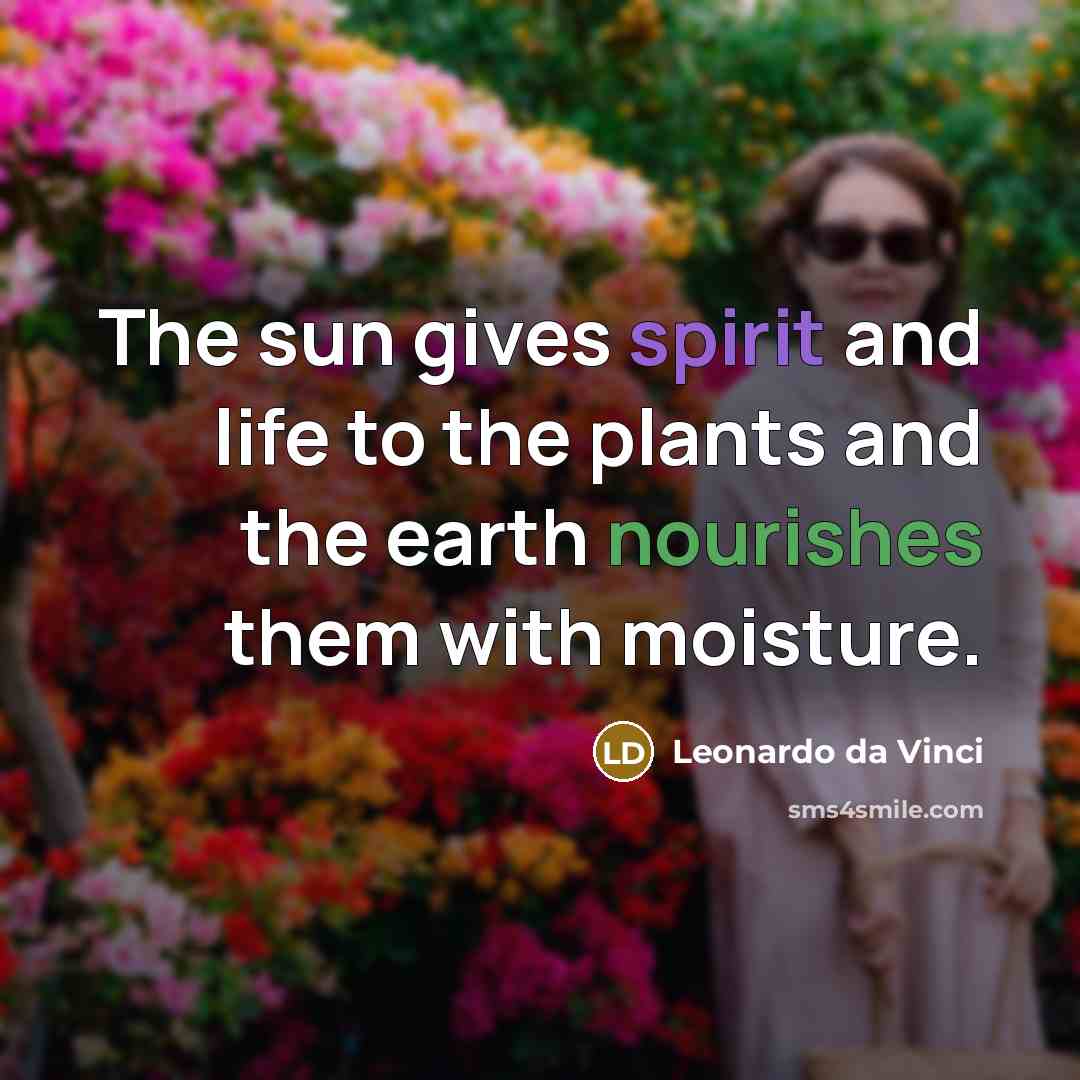 “The sun gives spirit and life to the plants and…” quote by Leonardo da Vinci