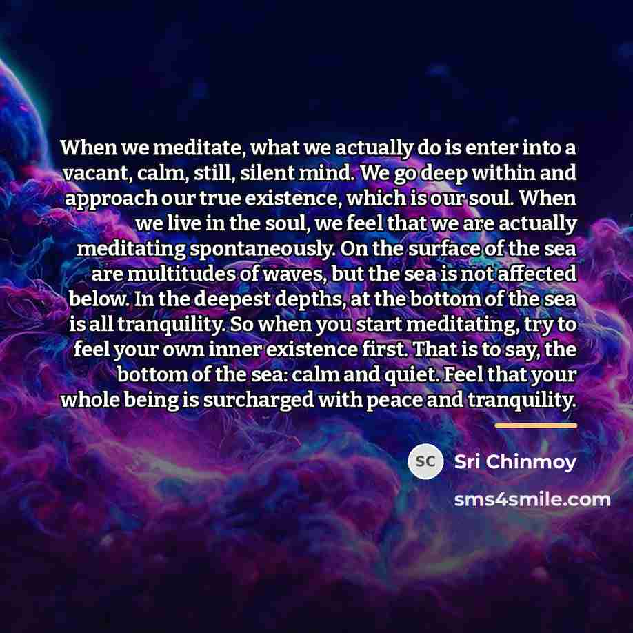 “When we meditate, what we actually do is enter into…” quote by Sri Chinmoy