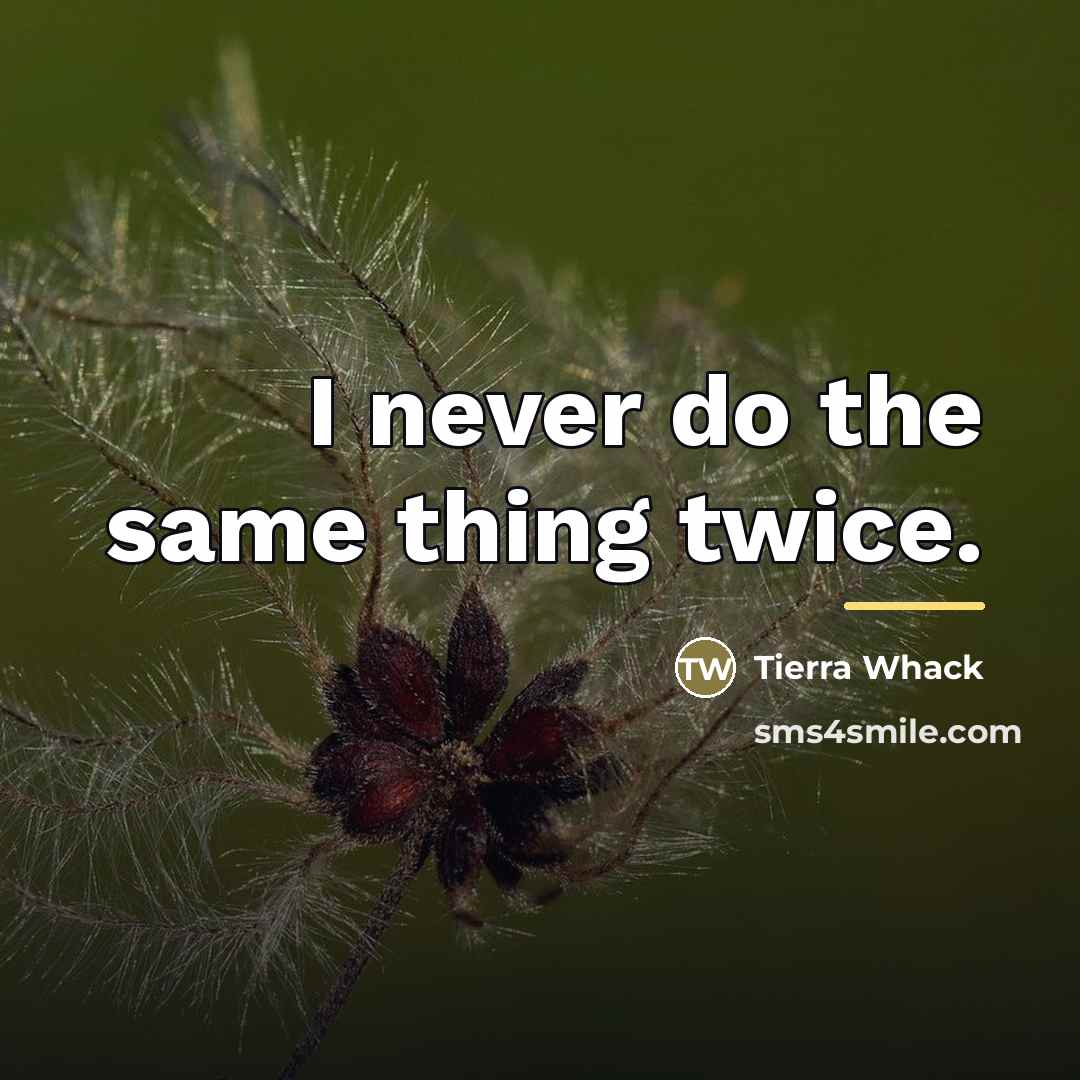 “I never do the same thing twice.…” quote by Tierra Whack
