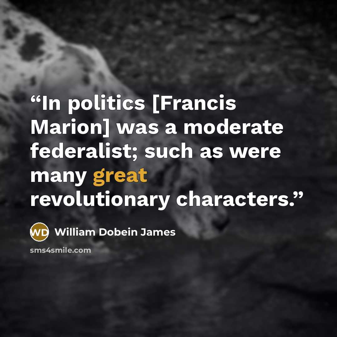 “In politics [Francis Marion] was a moderate federalist; such as were many great revolutionary characters.” quote by William Dobein James