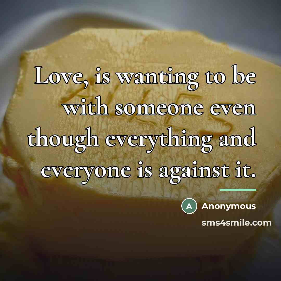 “Love, is wanting to be with someone even though everything…” quote by Anonymous