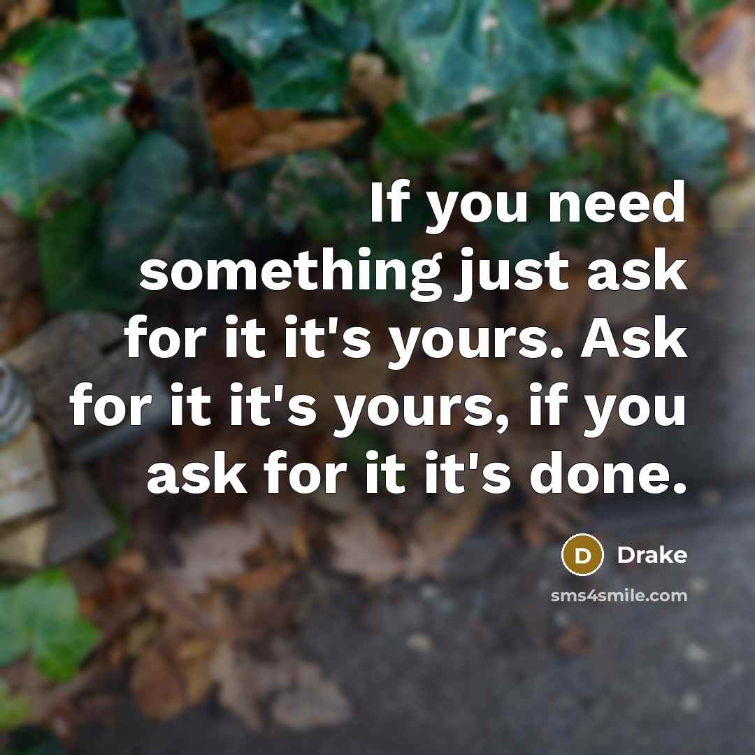 “If you need something just ask for it it's yours. Ask for it it's yours, if you ask for it it's done.” quote by Drake