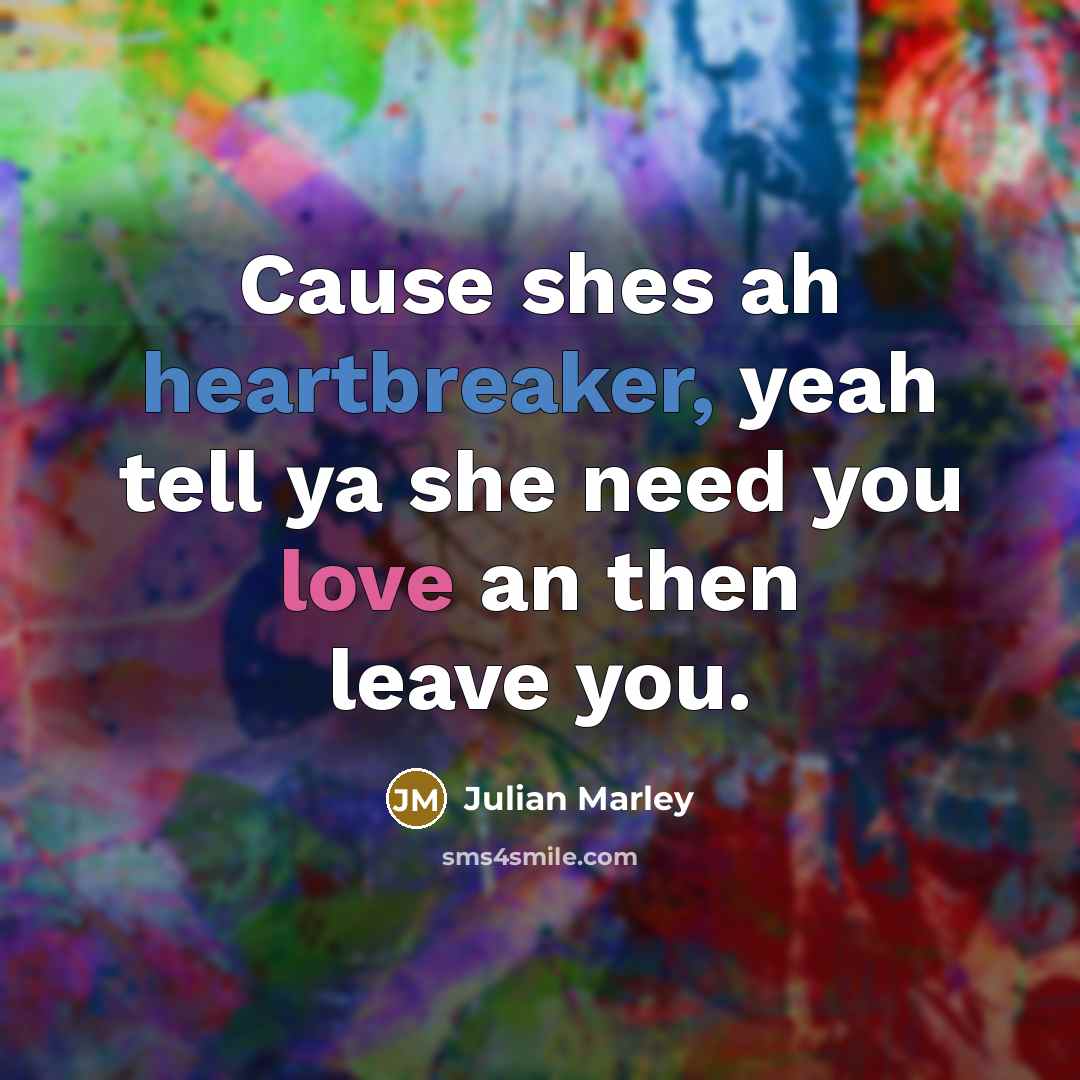 “Cause shes ah heartbreaker, yeah tell ya she need you…” quote by Julian Marley